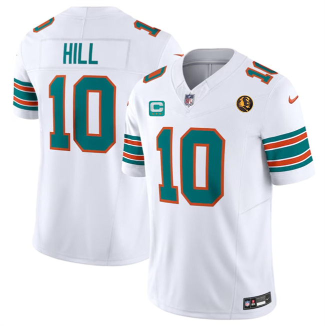Men's White Miami Dolphins #10 Tyreek Hill 2023 F.U.S.E. Alternate With John Madden Patch And 3-Star C Patch Vapor Limited Stitched Football Jersey